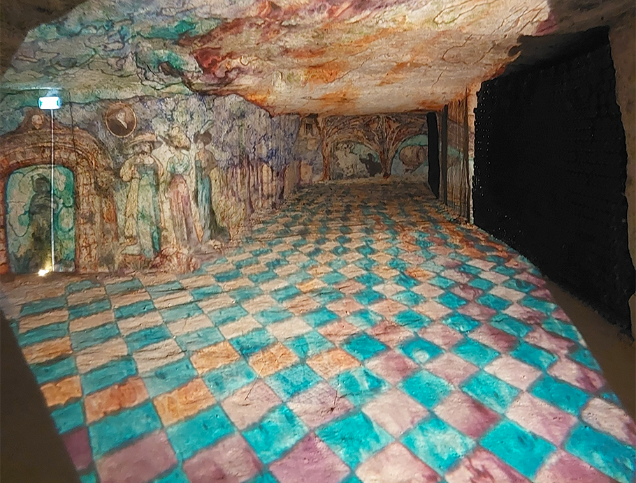 Projected art on the Cave Walls of Caves Monmousseau, Loire Valley, France by Vicki Rothwell